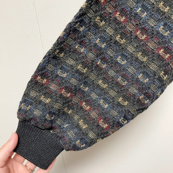 FARAH Woven Knit Cropped Dolman Sleeve Oversized Grandpa Sweater - Picture 3 of 9